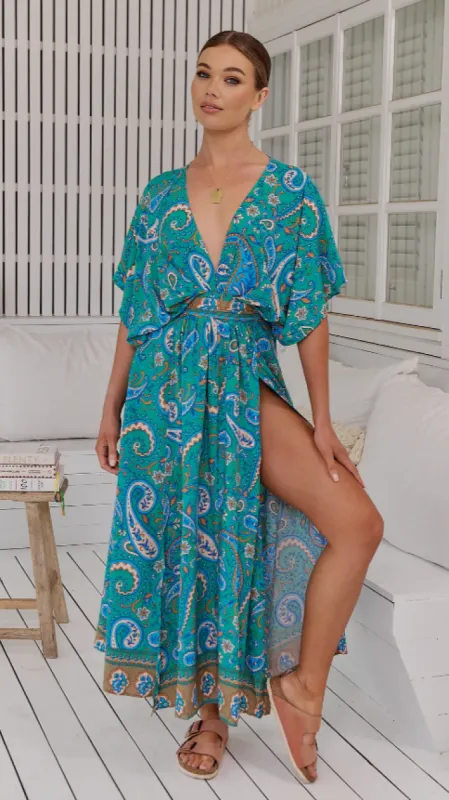 Fields Maxi Dress - Green Print sold by Billy J