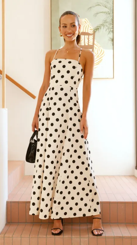 Xandra Midi Dress - Beige / Black sold by Billy J