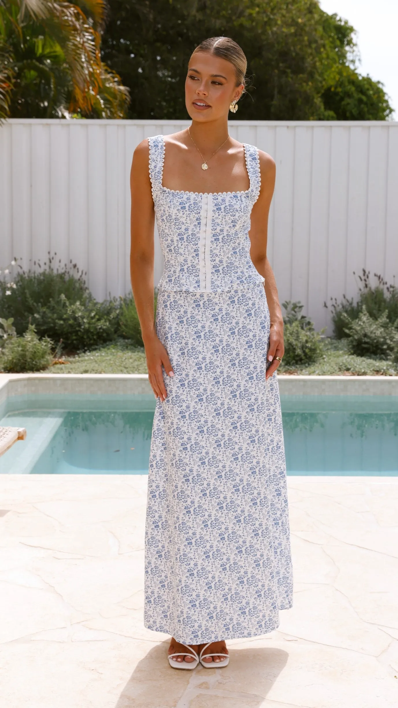 Saylor Maxi Skirt - Blue Floral sold by Billy J