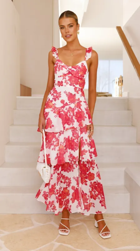 Achelle Maxi Dress - Red Floral sold by Billy J