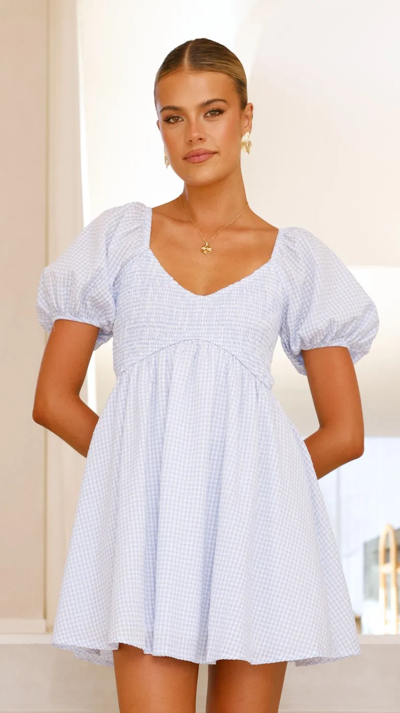 Sahirah Mini Dress - Blue / White Gingham sold by Billy J