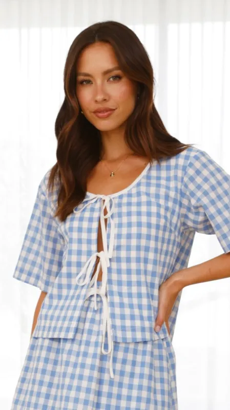 Madison Top - Blue/White Gingham sold by Billy J