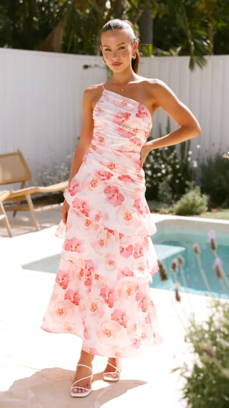 Nalani Maxi Dress - Orange / Pink Print sold by Billy J