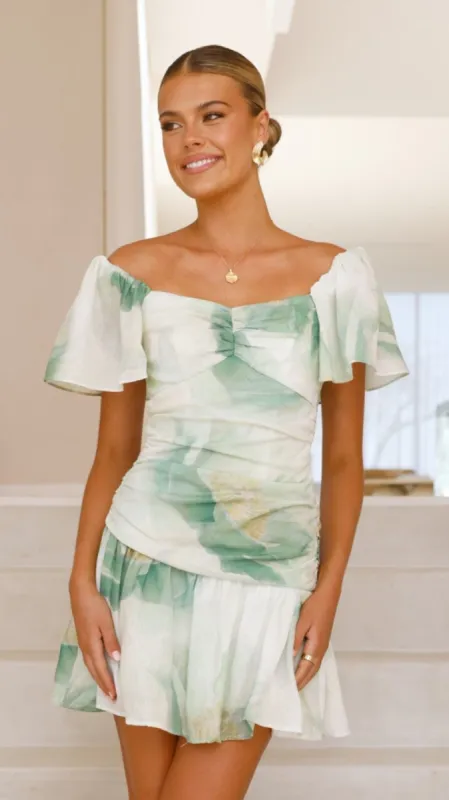 Laury Mini Dress - Green Floral sold by Billy J