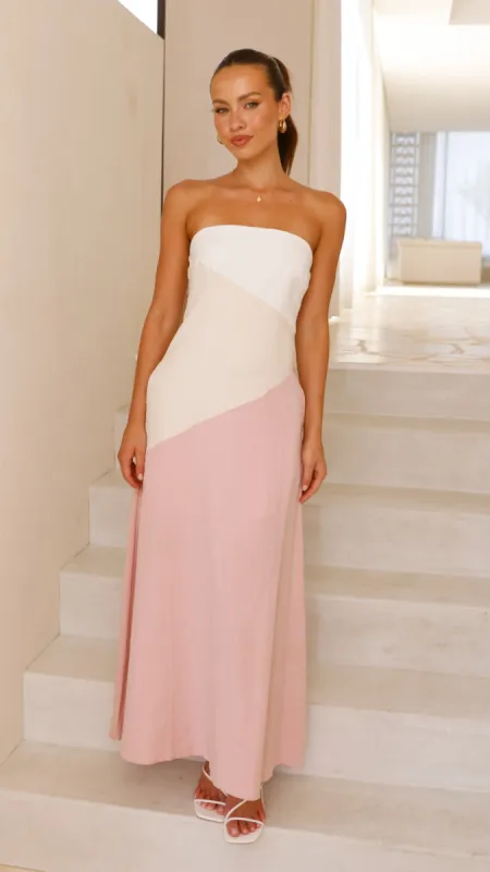 Brionie Maxi Dress - Pink/ White sold by Billy J