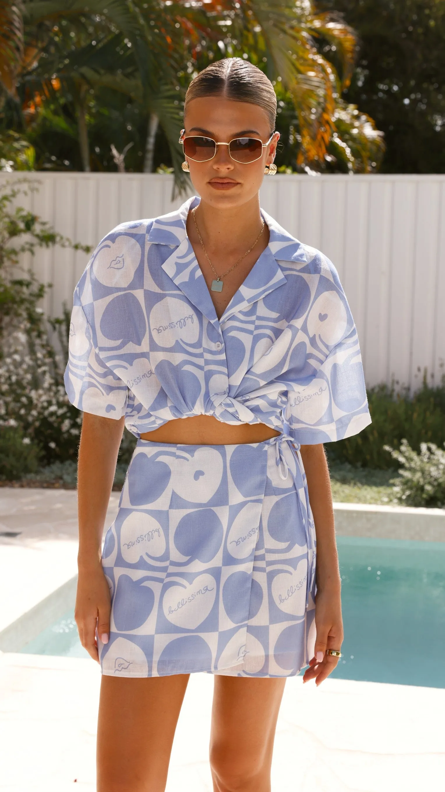 Abilene Wrap Mini Skirt - Blue sold by Billy J product image thumbnail 5