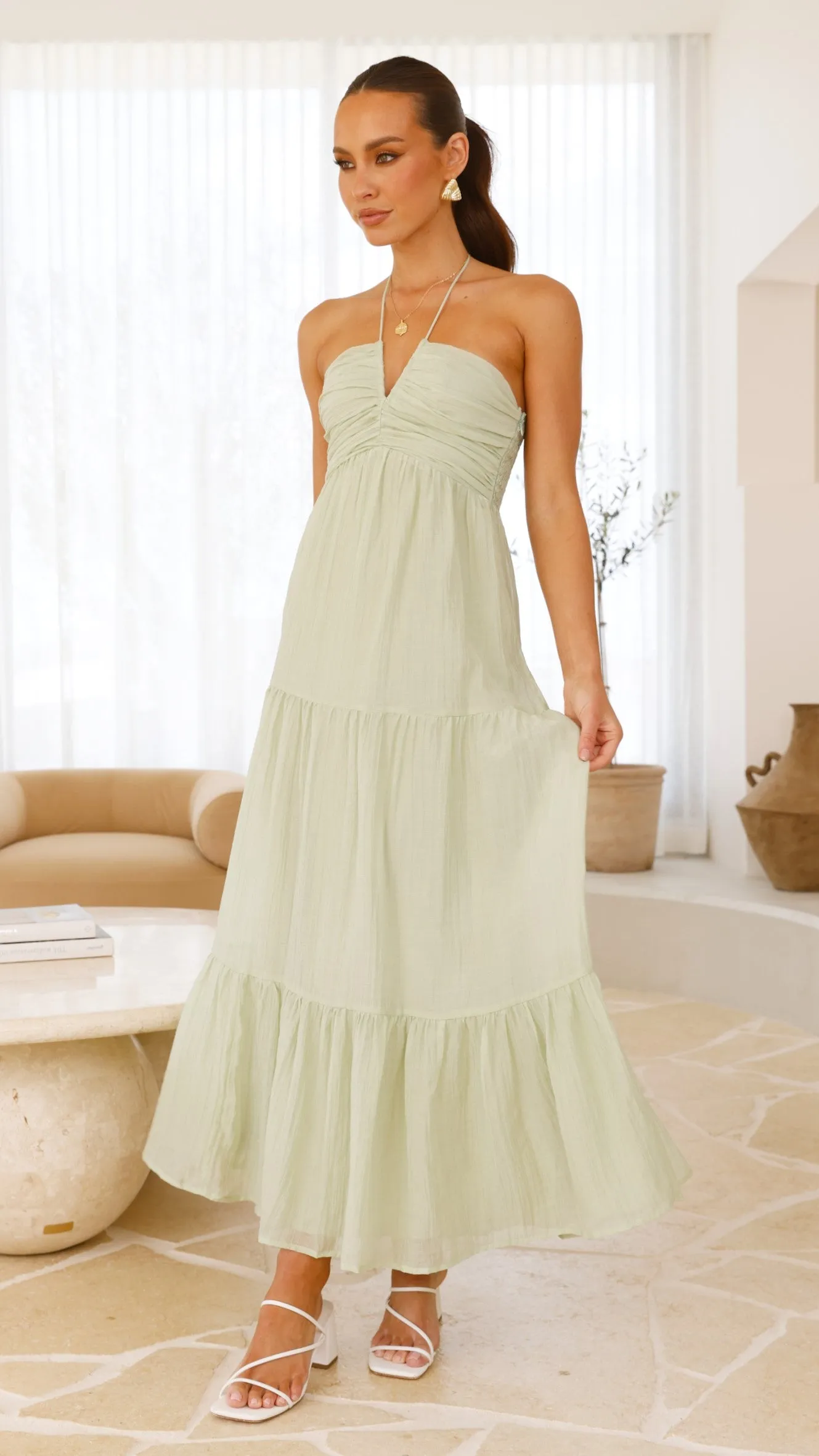 Taffeta Maxi Dress - Sage sold by Billy J product image thumbnail 4