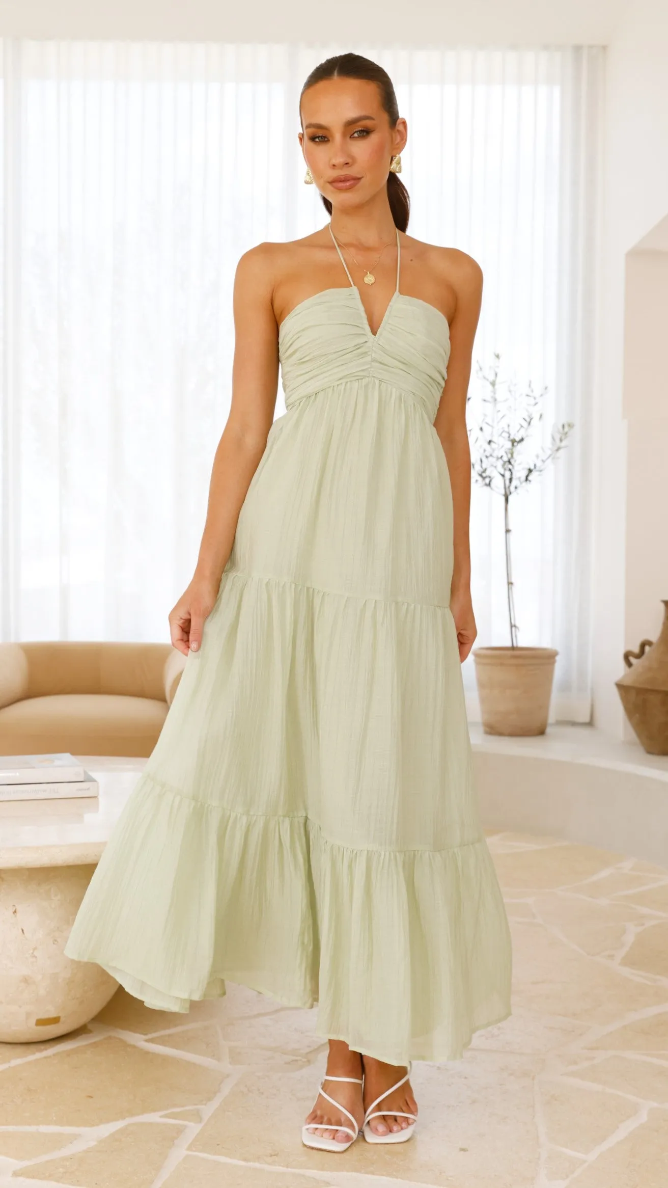 Taffeta Maxi Dress - Sage sold by Billy J