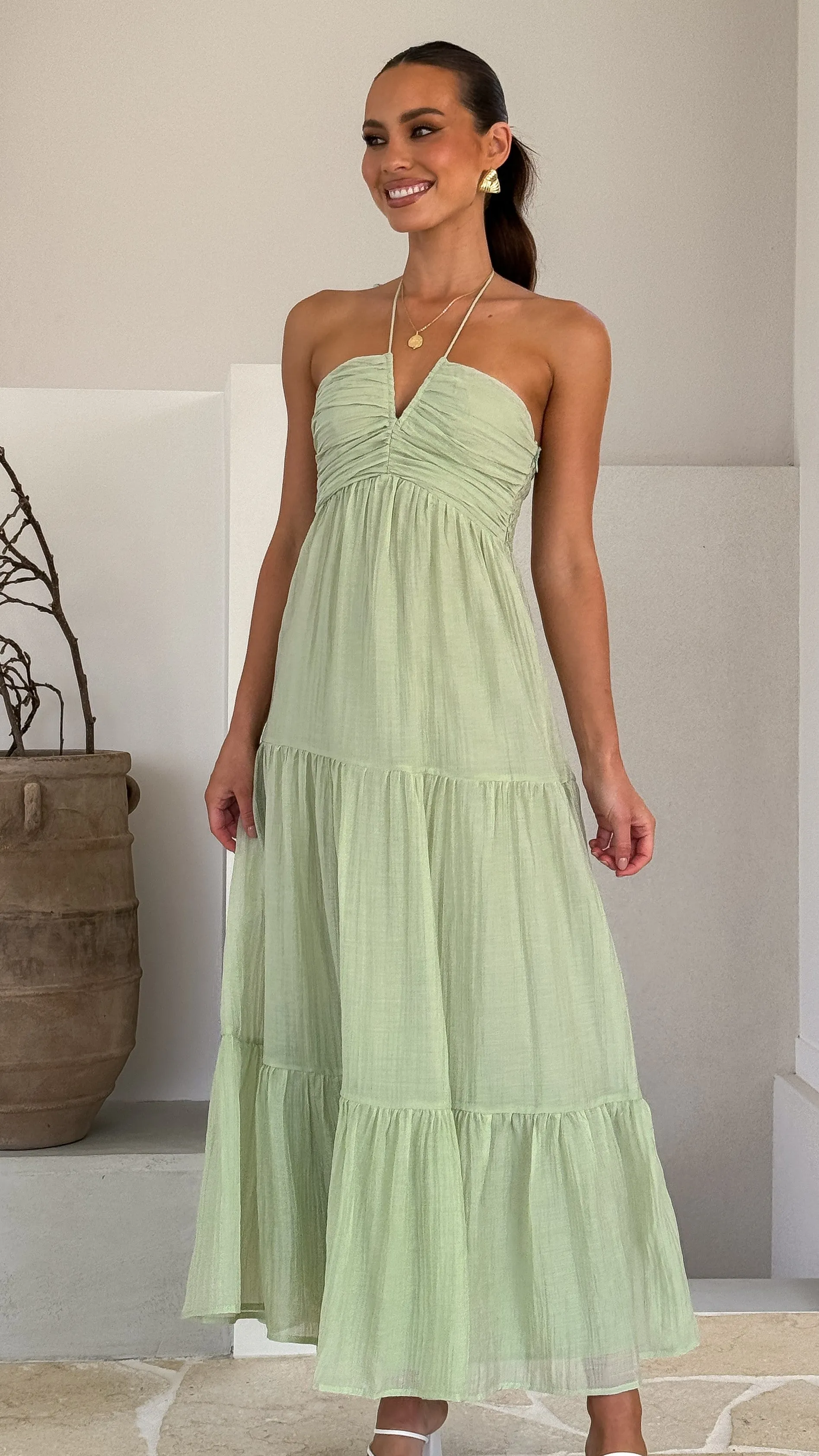 Taffeta Maxi Dress - Sage sold by Billy J product image thumbnail 5