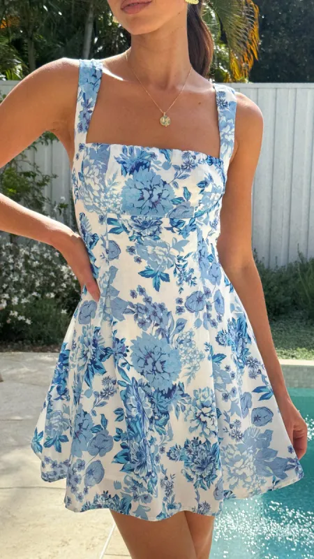 Tamah Mini Dress - Blue Floral sold by Billy J