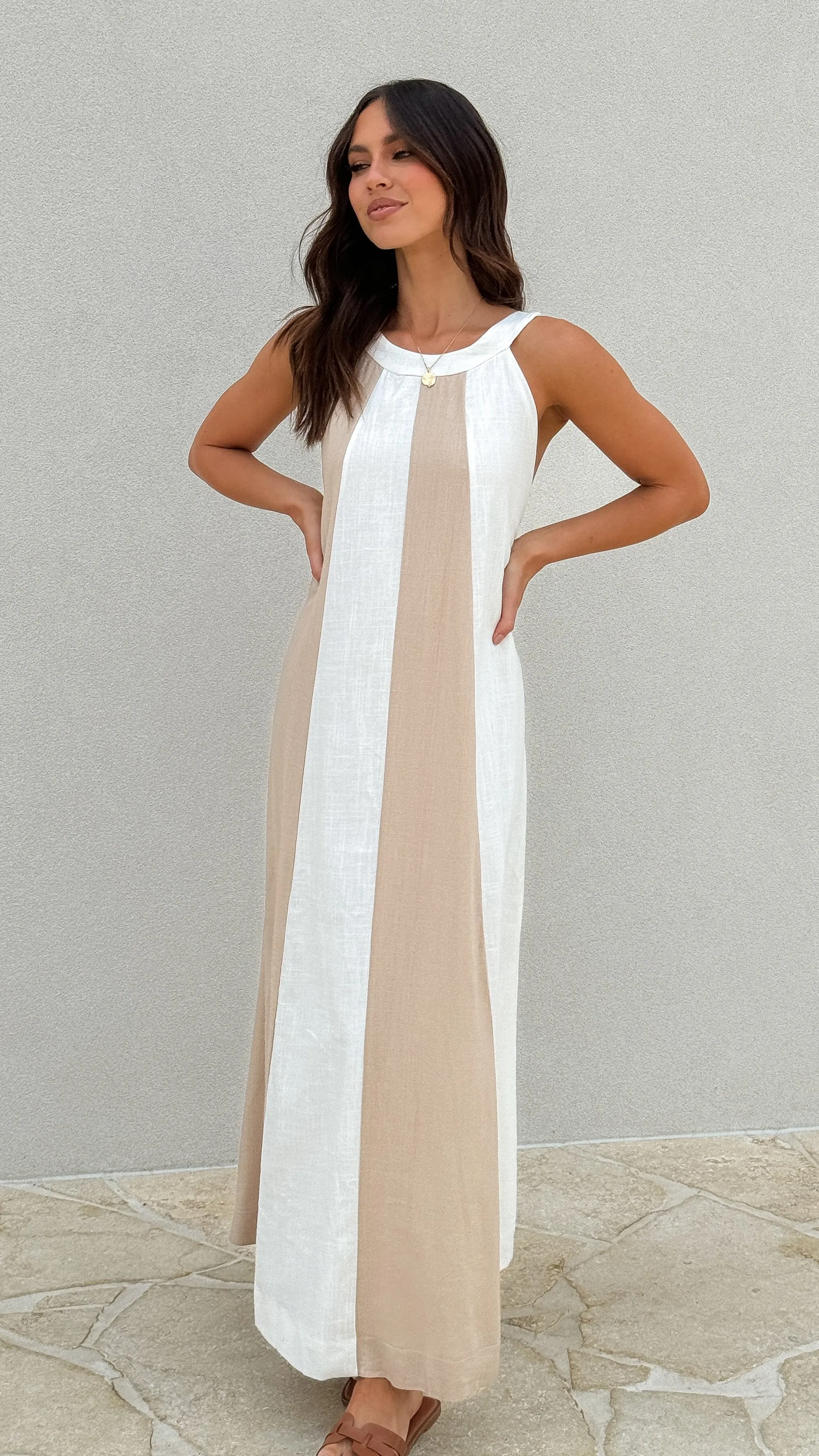 Talaith Maxi Dress - Beige / White sold by Billy J product image thumbnail 5
