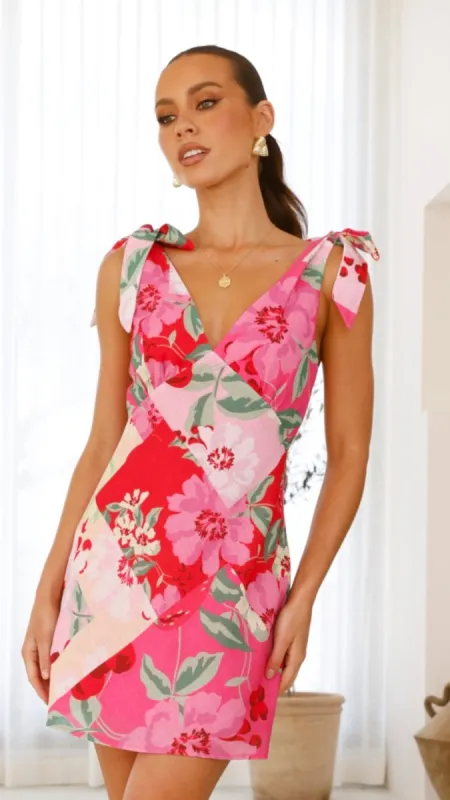 Delilah Mini Dress - Pink Floral Print sold by Billy J