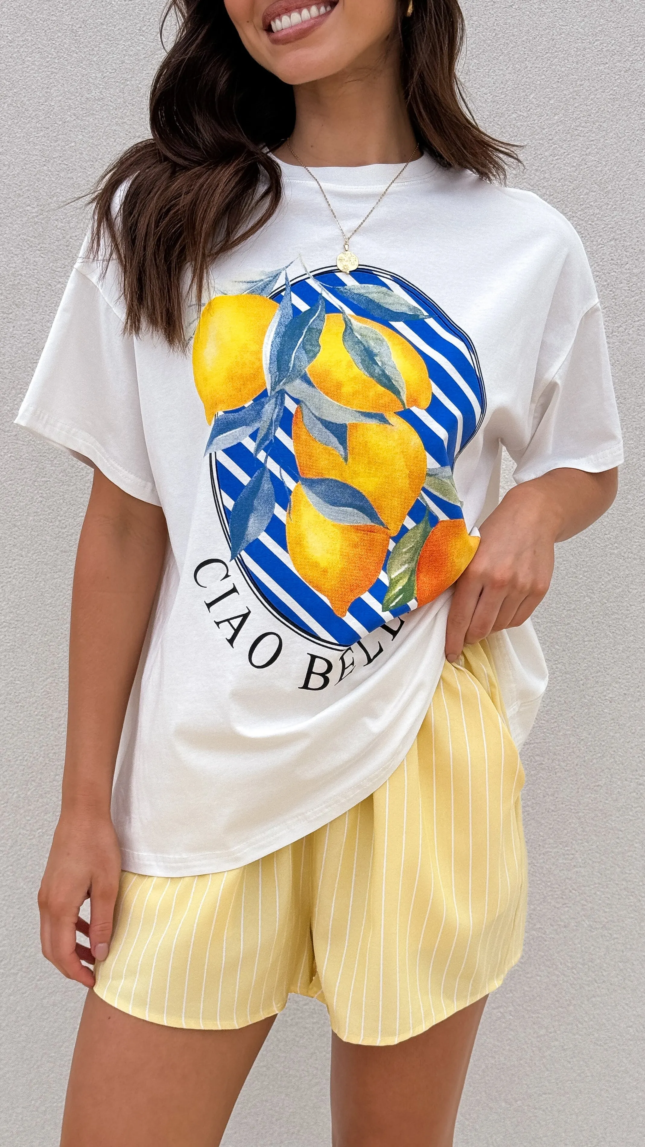 Ciao Bella Top and Shorts Set - White/Yellow sold by Billy J