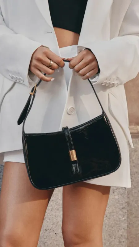 Clara Shoulder Bag - Black Patent sold by Billy J