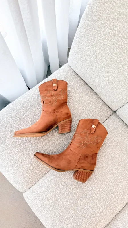 Darla Boot - Dark Tan Suede sold by Billy J