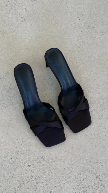 Kelsie Heels - Black Satin sold by Billy J