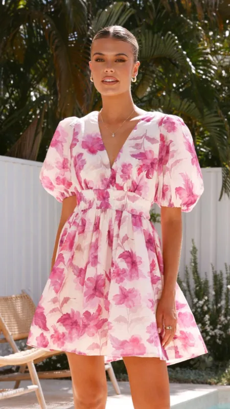 Erin Mini Dress - Pink Floral sold by Billy J