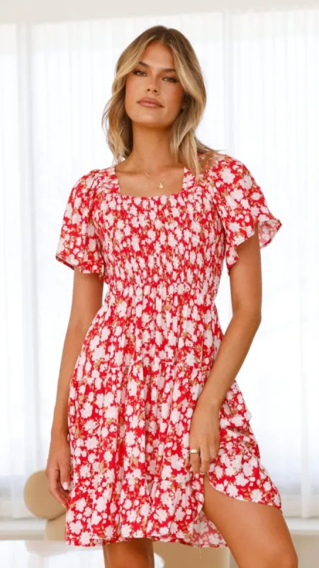 Sammi Mini Dress - Red Floral sold by Billy J