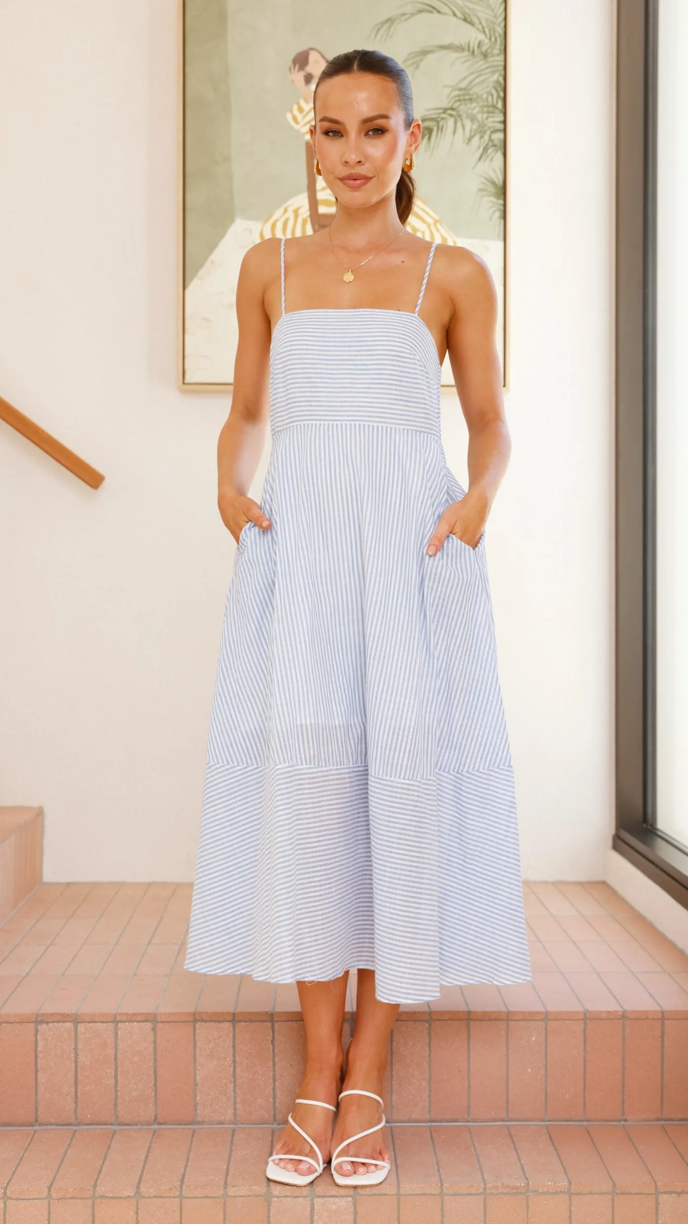 Talena Midi Dress - Blue / White Stripe sold by Billy J product image thumbnail 5