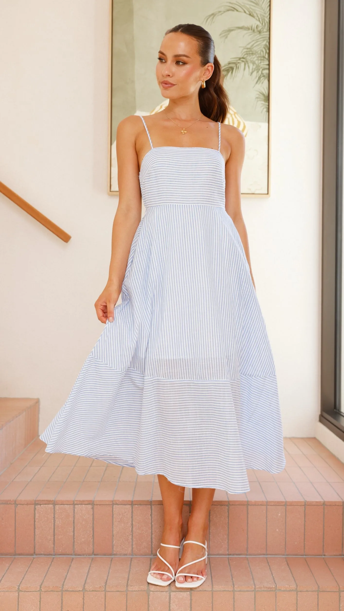 Talena Midi Dress - Blue / White Stripe sold by Billy J product image thumbnail 4