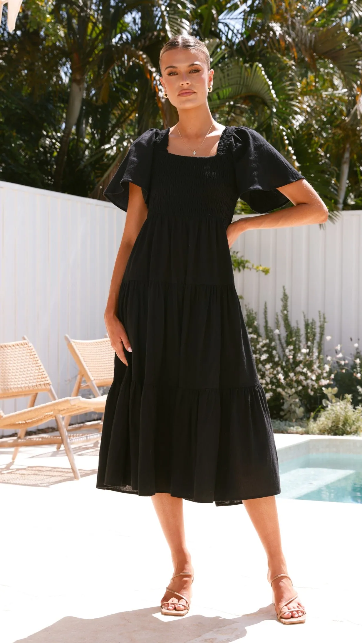 Tyra Midi Dress - Black sold by Billy J