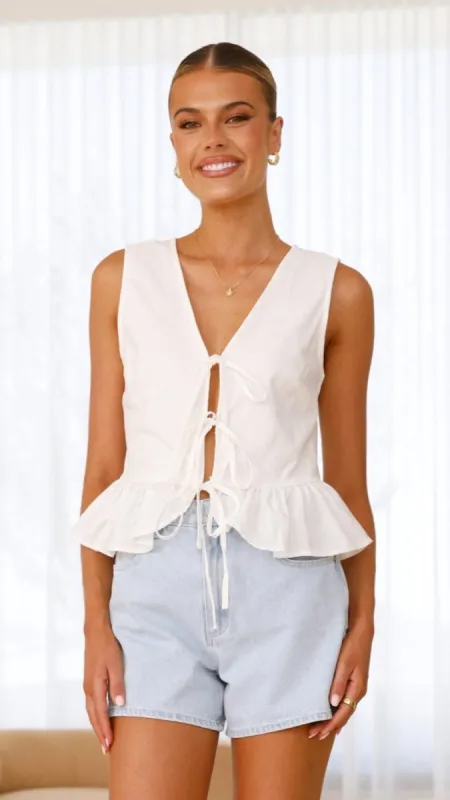 Utari Tie Front Top - White sold by Billy J