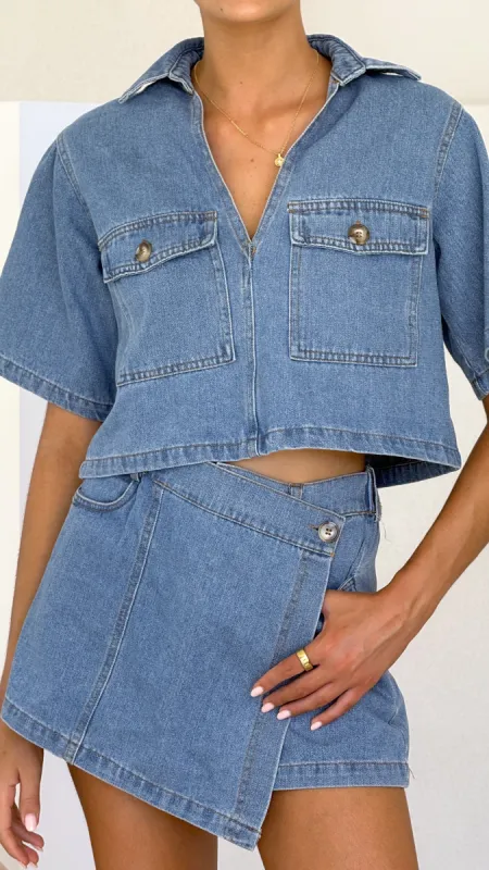 Olivia Top and Skort Set - Light Denim sold by Billy J