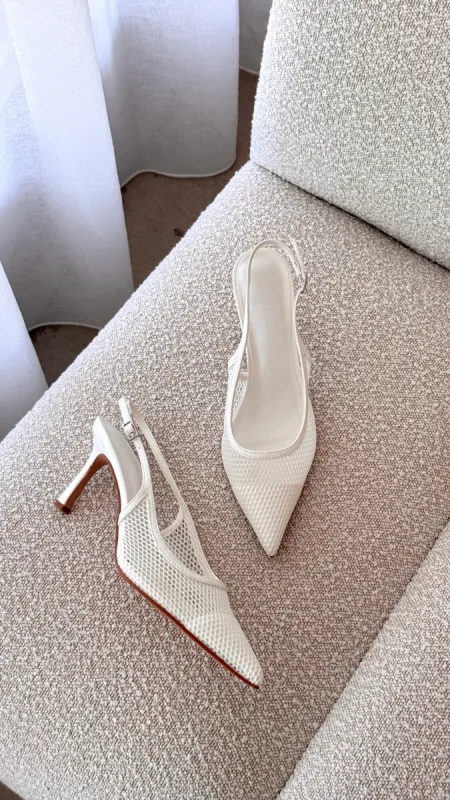 Xahia Heel - White Net Mesh sold by Billy J