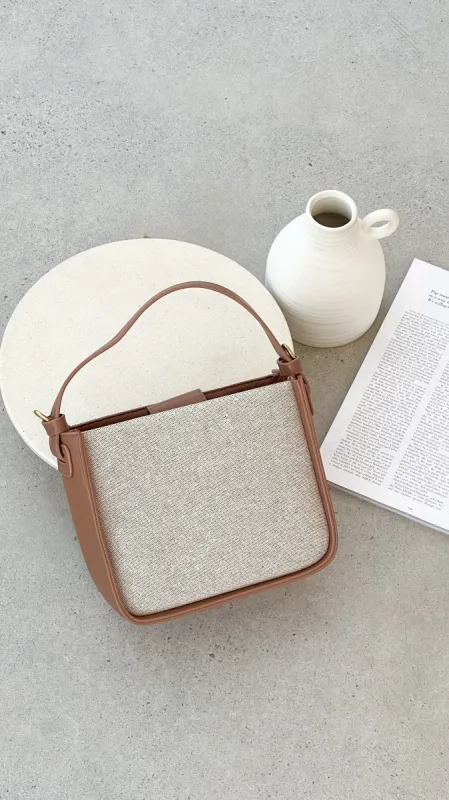 Poppi Canvas Mini Handbag - Tan/Natural sold by Billy J