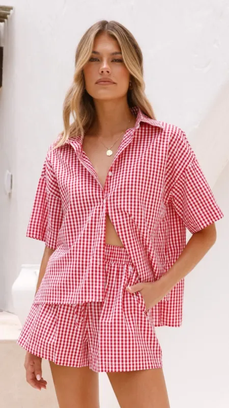Alma Shirt - Red Gingham sold by Billy J