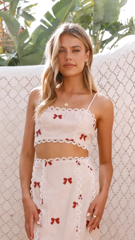 Nova Crop Top - Red Bow sold by Billy J