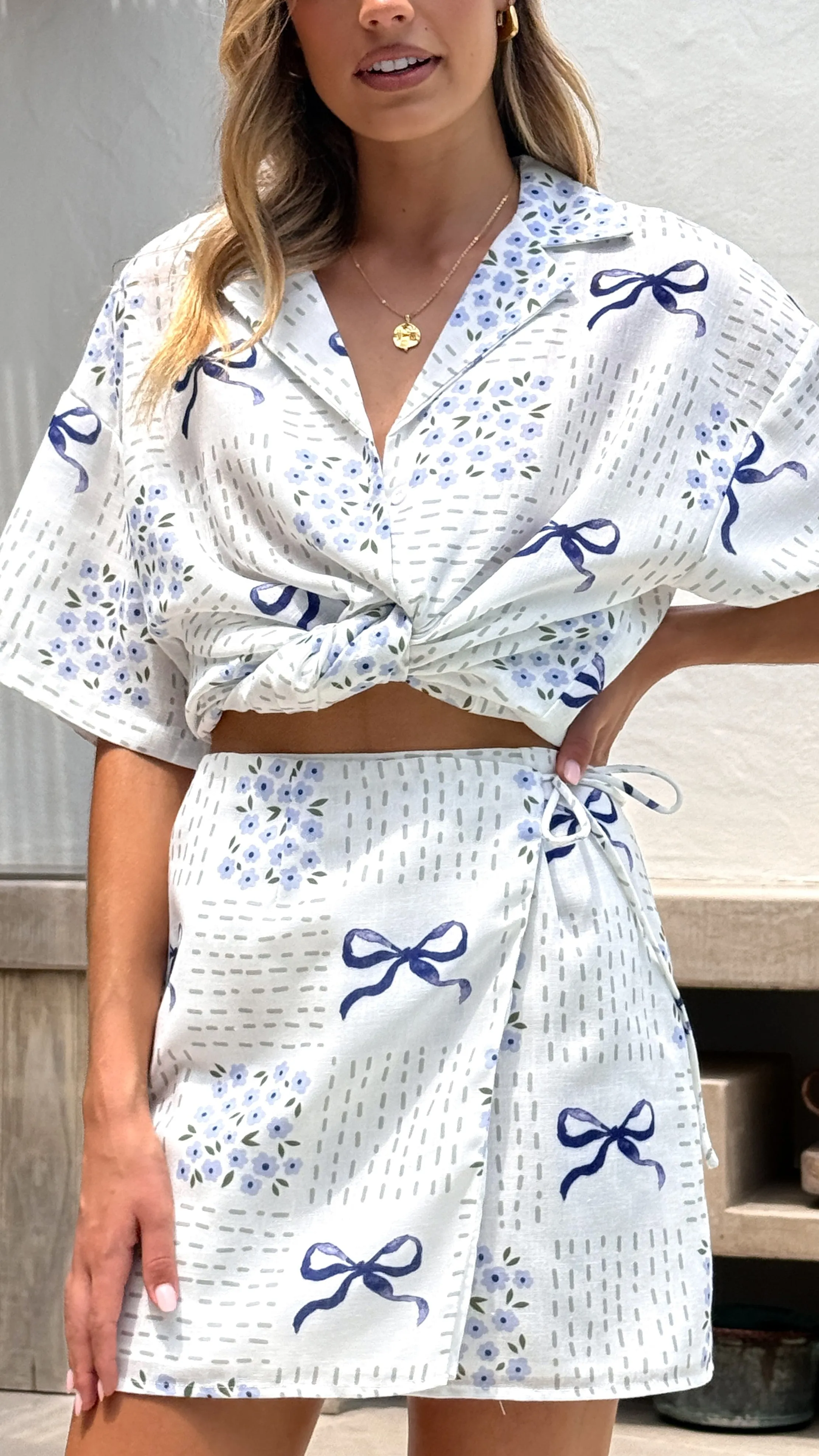 Abilene Wrap Mini Skirt - Sweet Bow Blue sold by Billy J product image thumbnail 4