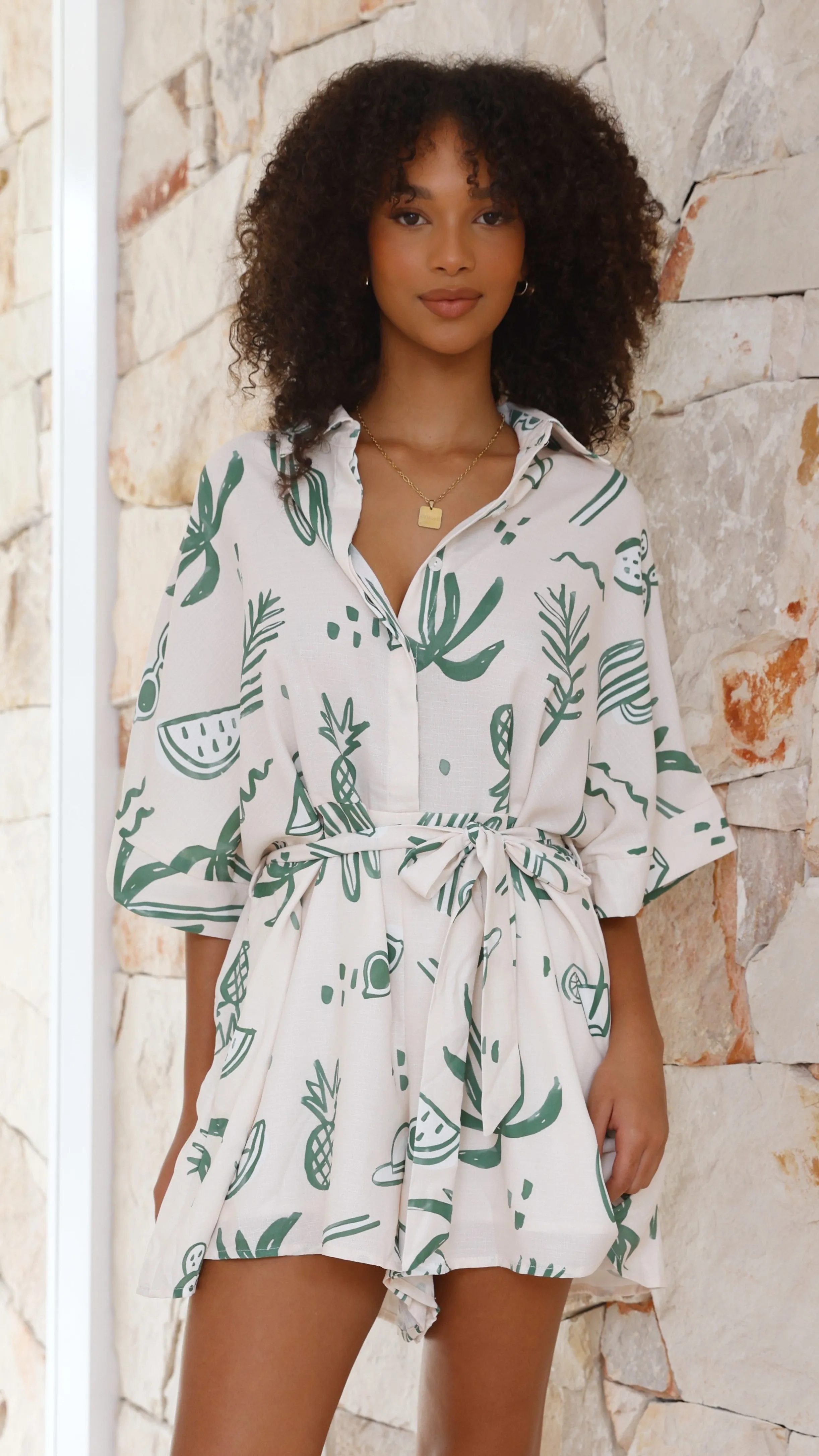Jacquie Playsuit - Green Palm sold by Billy J product image thumbnail 5