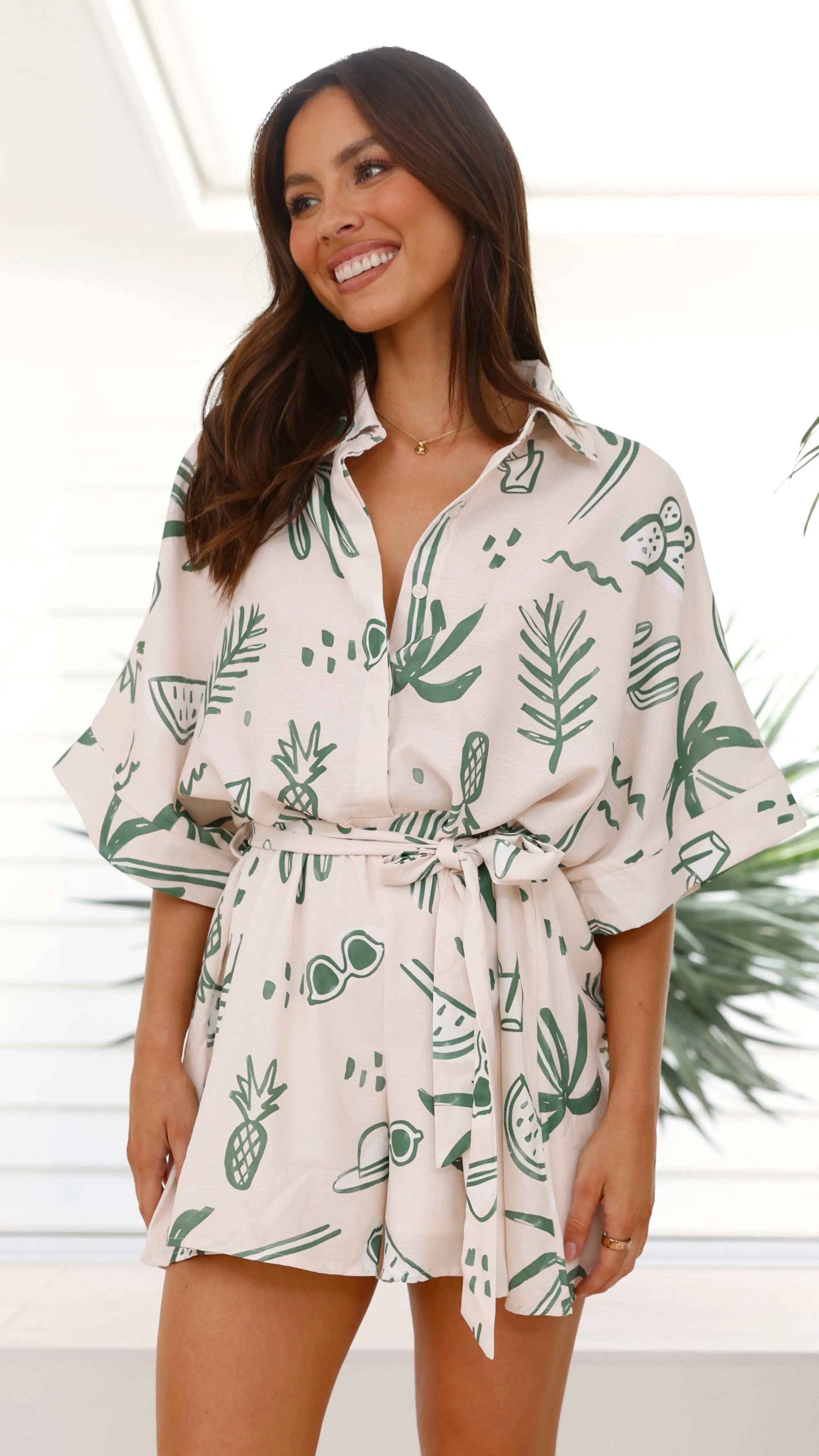Jacquie Playsuit - Green Palm sold by Billy J product image thumbnail 4