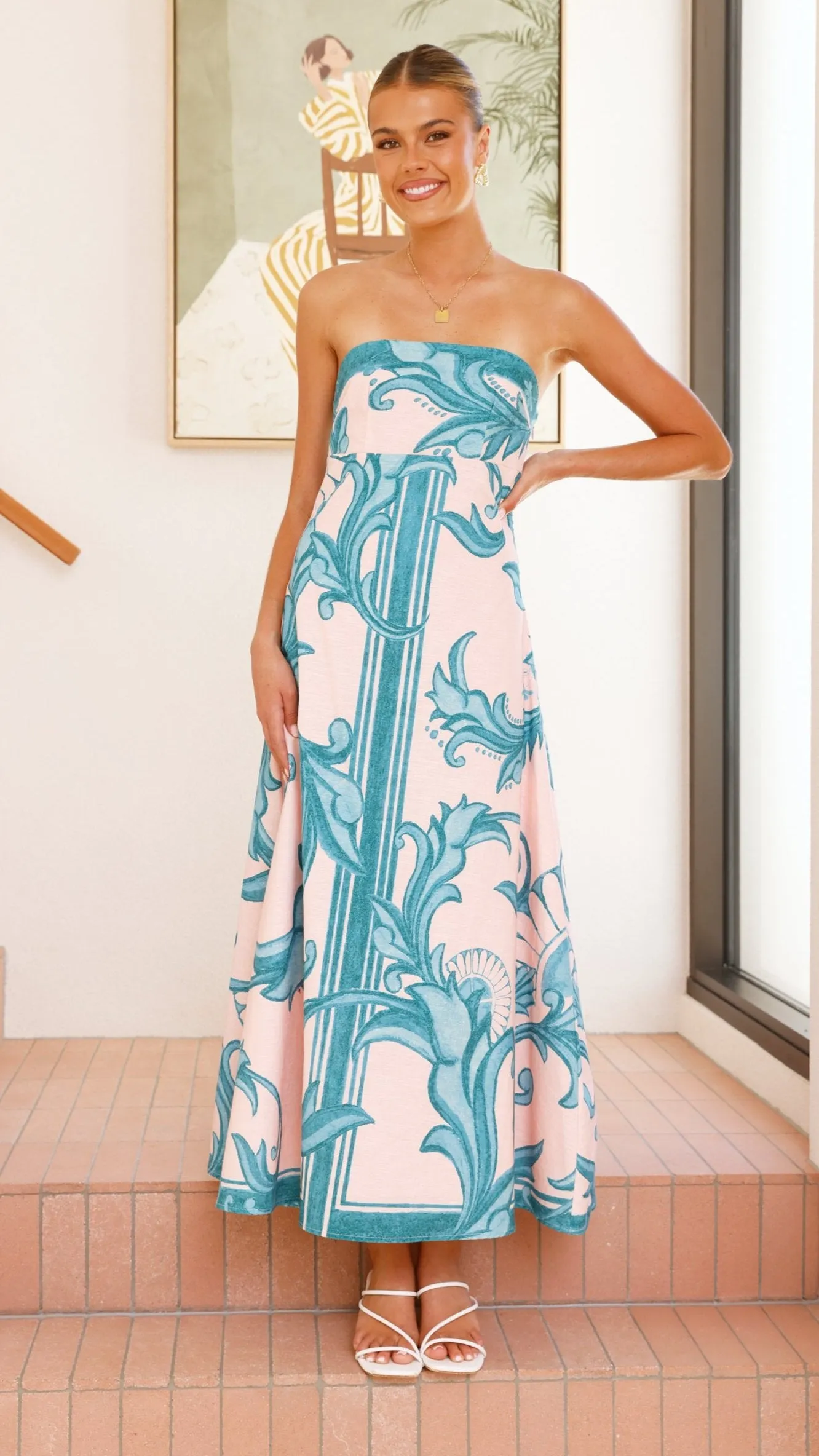 Madra Maxi Dress - Aqua / Pink Zayna sold by Billy J product image thumbnail 5