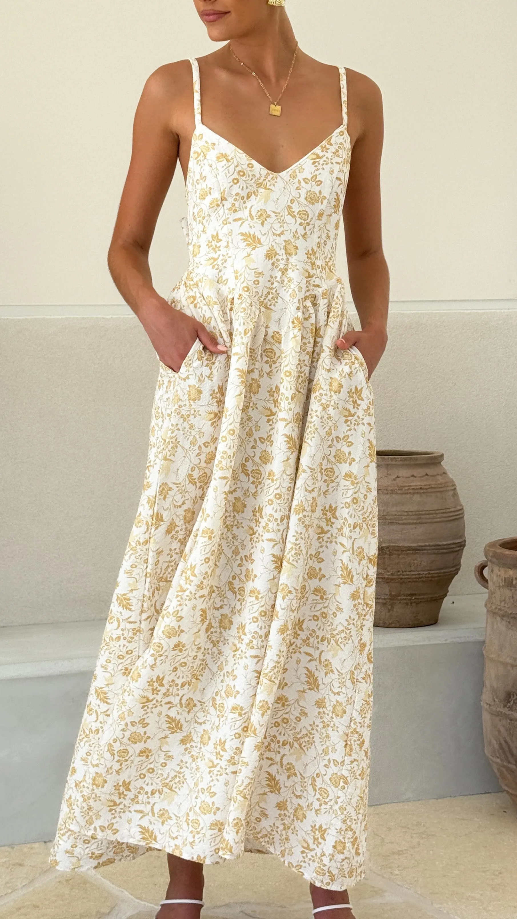 Azura Maxi Dress - Yellow Floral sold by Billy J product image thumbnail 4