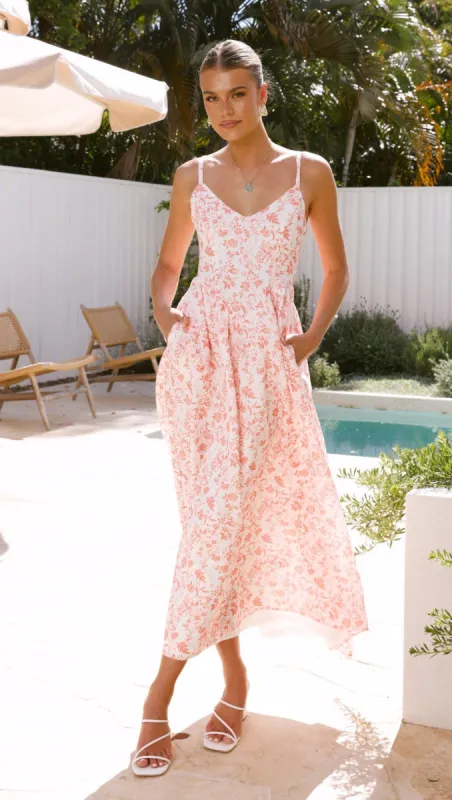 Azura Maxi Dress - Peach Floral sold by Billy J