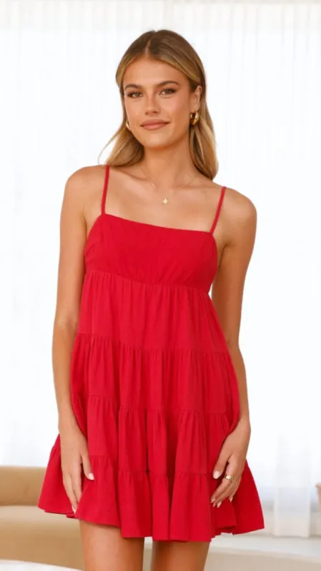 Maddison Mini Dress - Red sold by Billy J