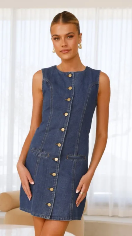 Nicoletta Mini Dress - Denim sold by Billy J
