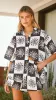 Myra Button Up Shirt and Shorts Set - Black/White sold by Billy J