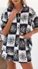 Myra Button Up Shirt and Shorts Set - Black/White sold by Billy J