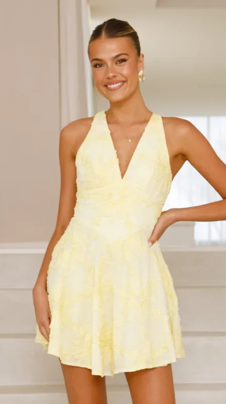 Zaidin Mini Dress - Yellow Floral sold by Billy J