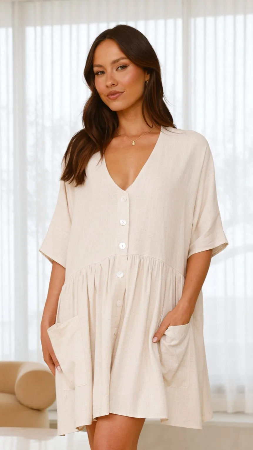 Leah Mini Dress - Natural sold by Billy J