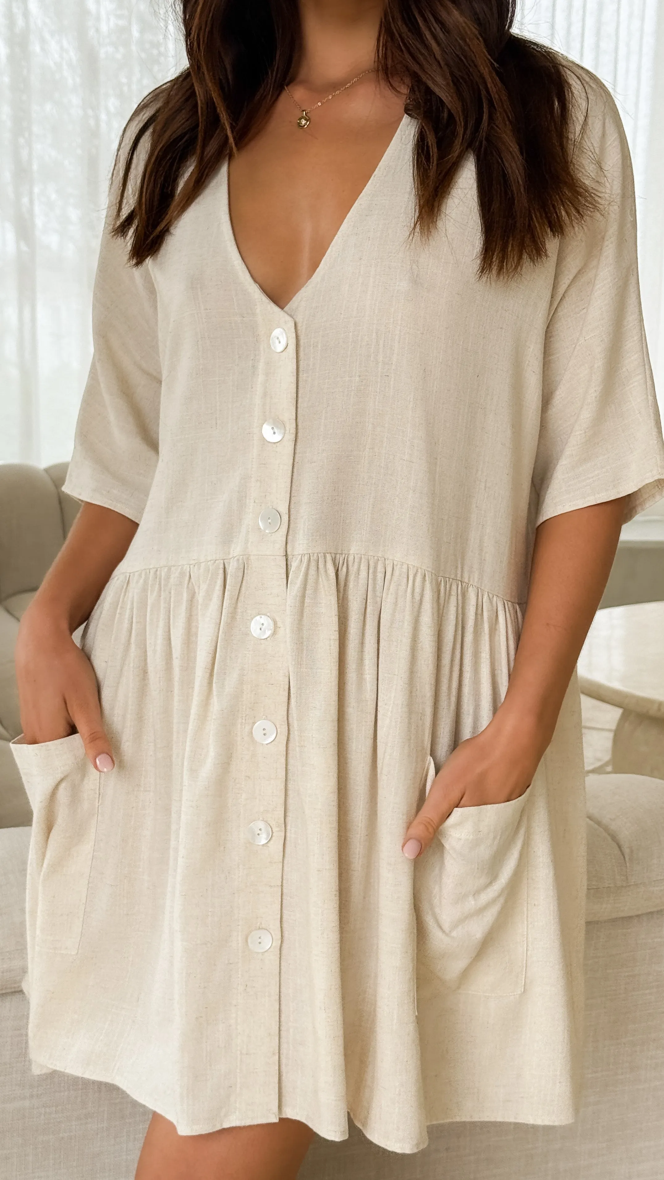 Leah Mini Dress - Natural sold by Billy J product image thumbnail 4