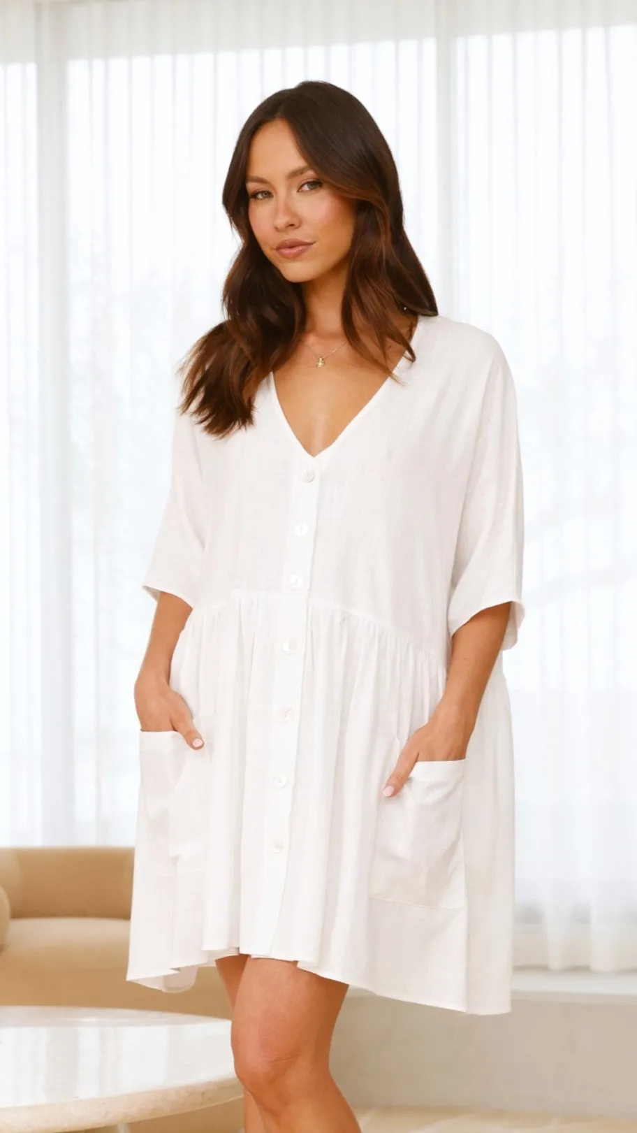 Leah Mini Dress - White sold by Billy J