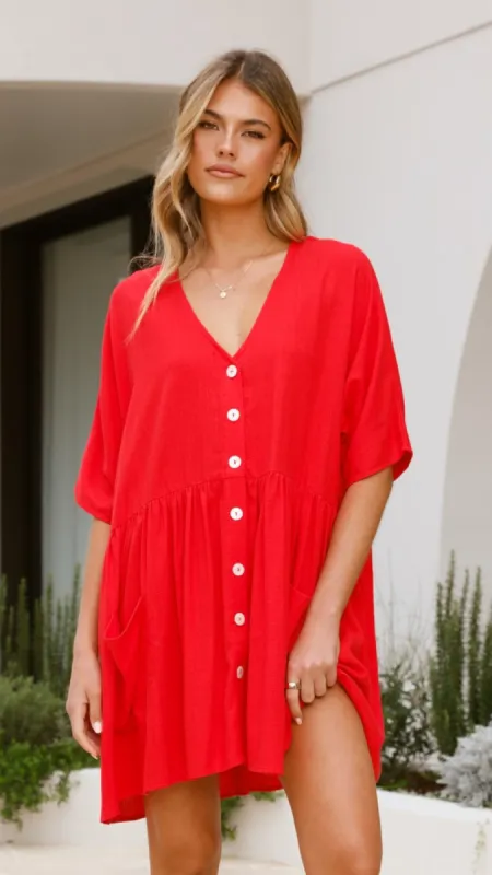 Leah Mini Dress - Red sold by Billy J