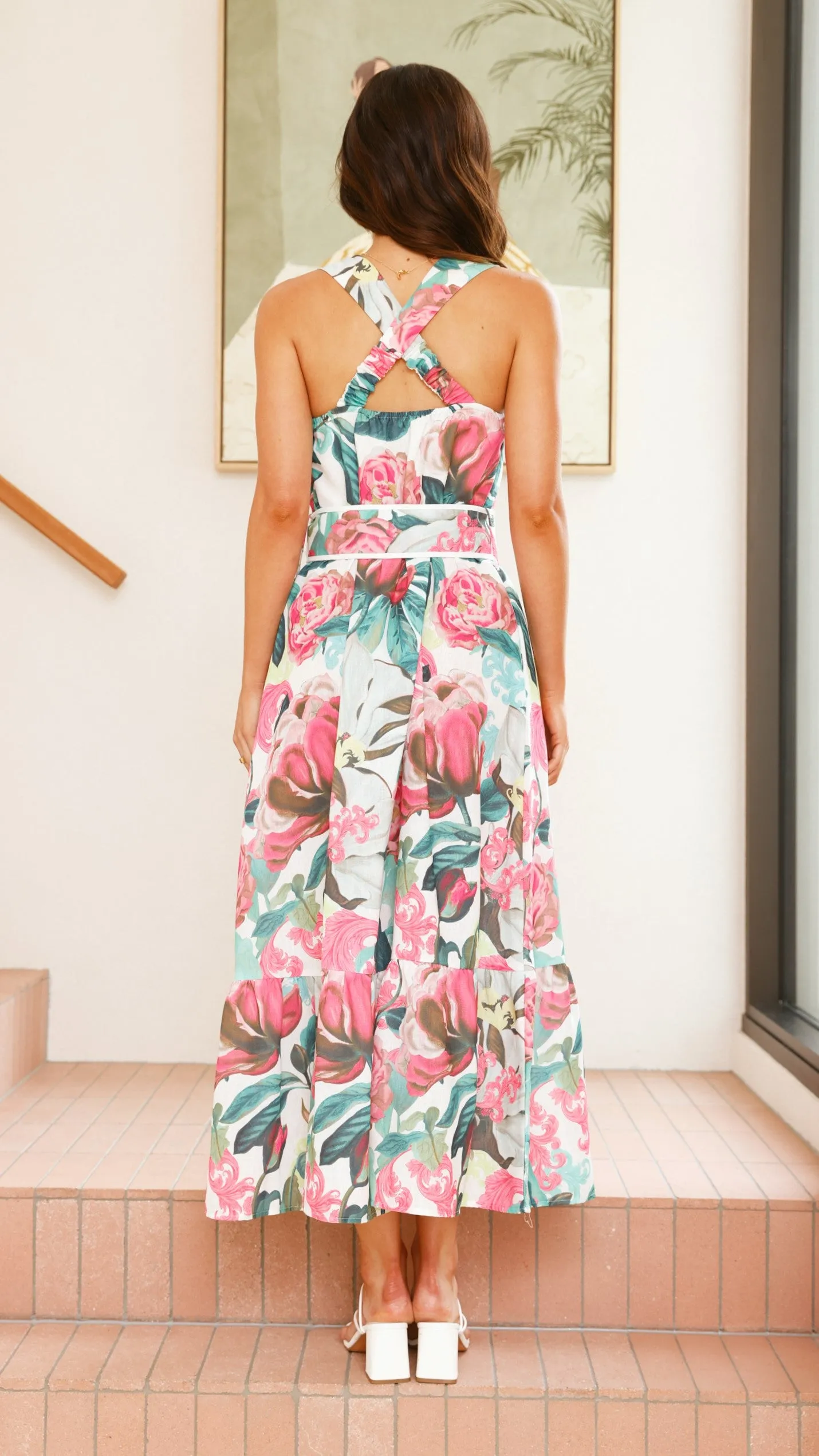 Reba Maxi Dress - Pink/Green Floral sold by Billy J product image thumbnail 2