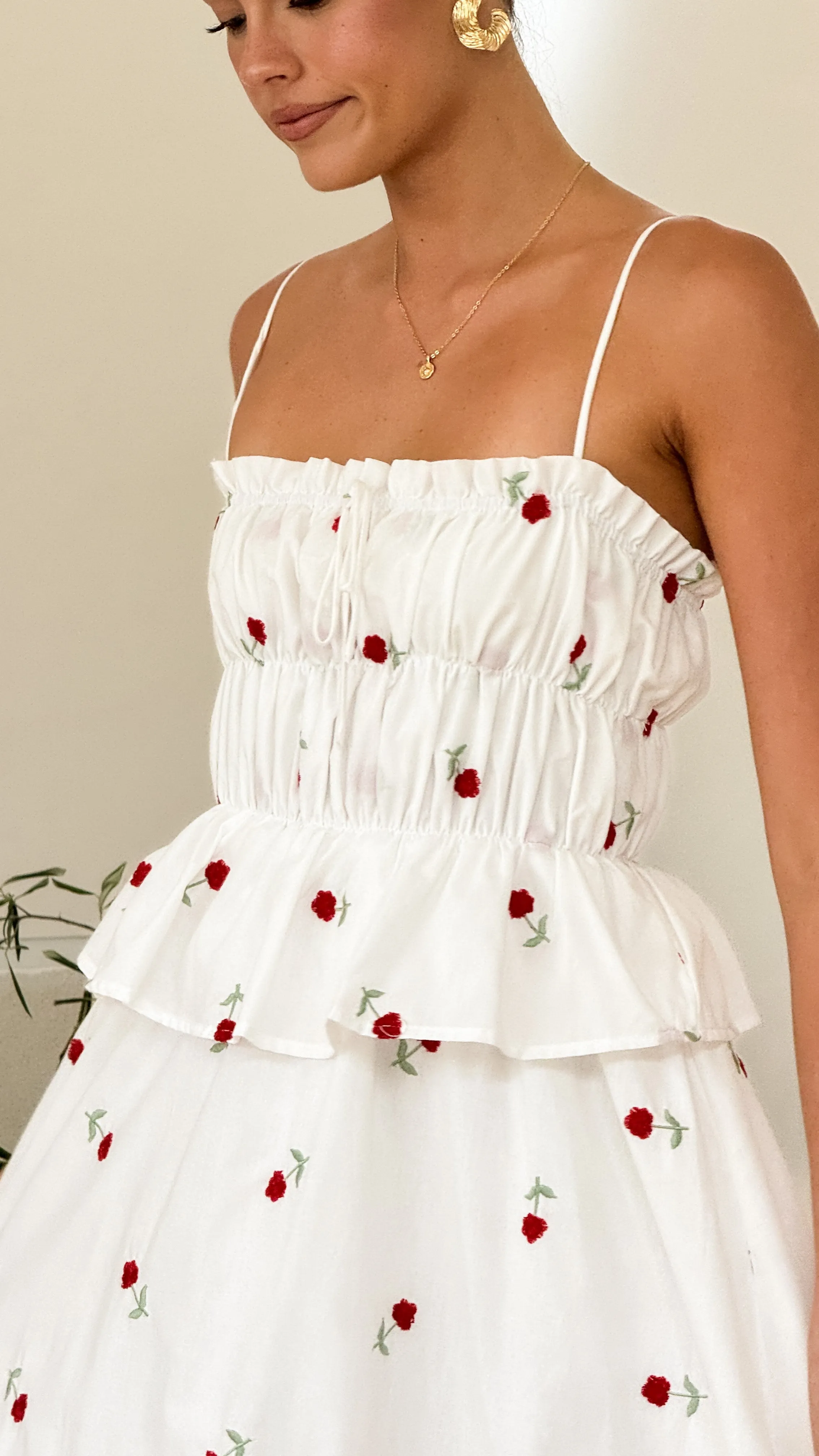 Misty Maxi Dress - White / Red Floral sold by Billy J product image thumbnail 4