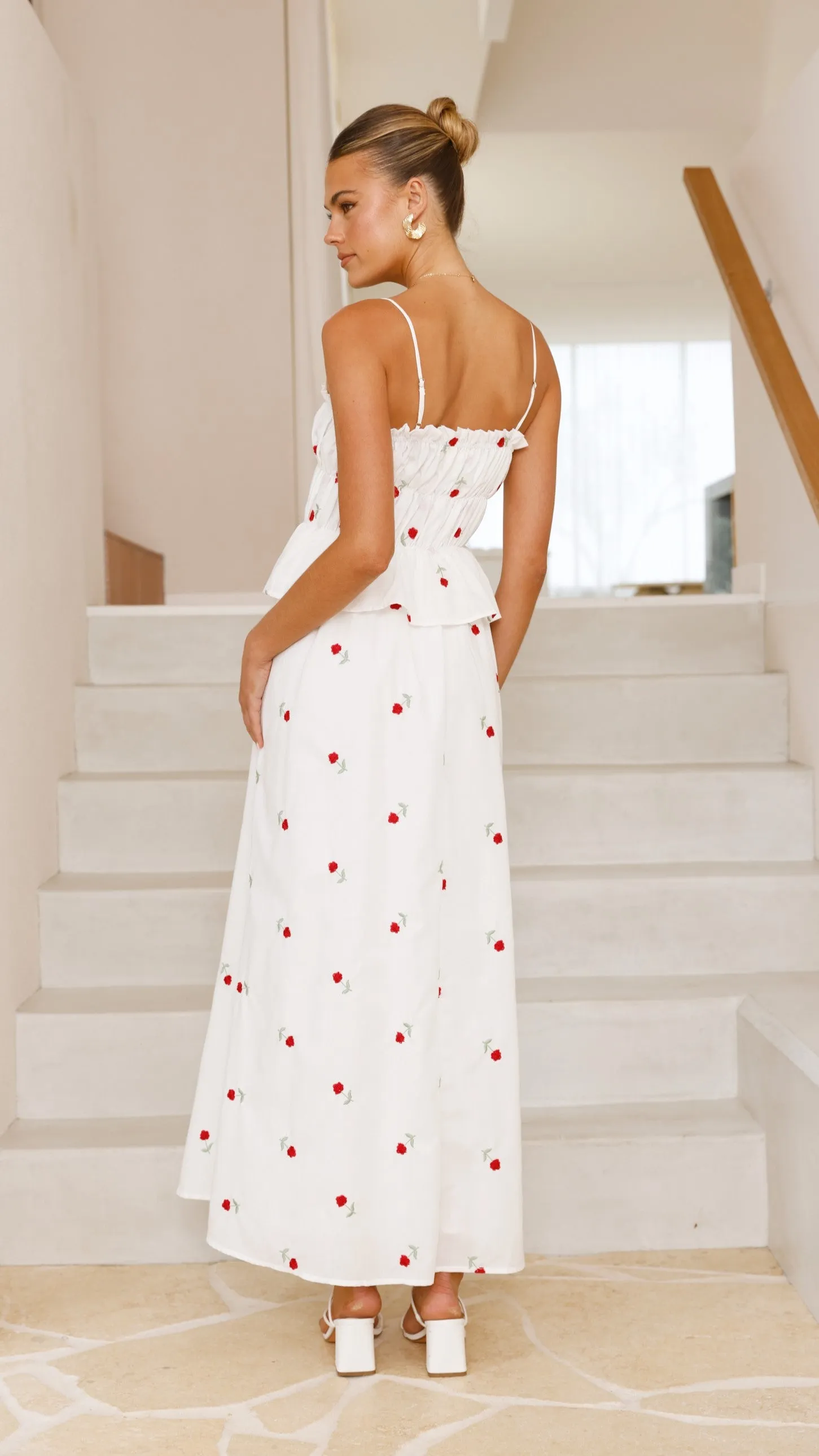 Misty Maxi Dress - White / Red Floral sold by Billy J product image thumbnail 2