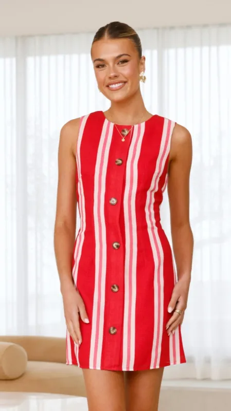 Almah Mini Dress - Red/White sold by Billy J